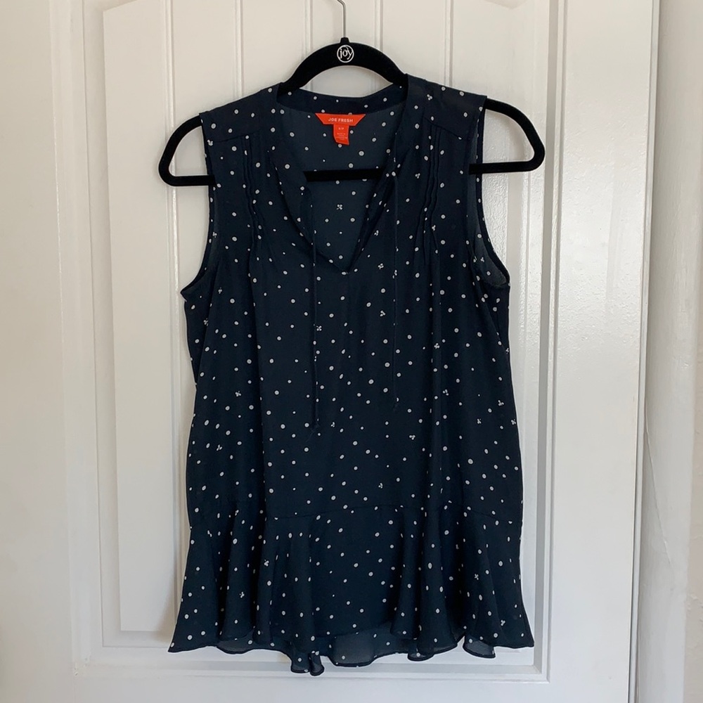 Joe Fresh Navy Polka Dot Tank